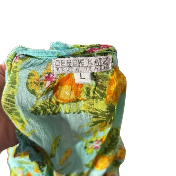 DEBBIE KATZ “ELISA” Tropical Print Women's Summer Top / Dress Beach Coverup L - Picture 8 of 8